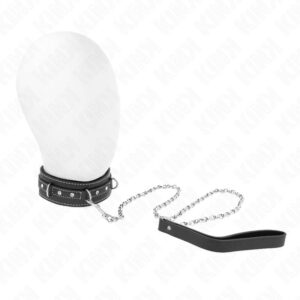 KINK – PVC LEATHER NECKLACE WITH BELT 105 CM RHINESTONE RIVET 41.5 X 4 CM BDSM Collars | SEX Shop Ireland