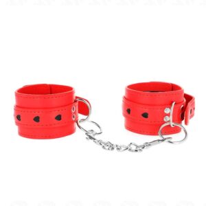 KINK – RED WRIST RESTRAINTS WITH BLACK HEART INLAY ADJUSTABLE 21-28 CM X 5.5 CM Fetish / Bondage | SEX Shop Ireland