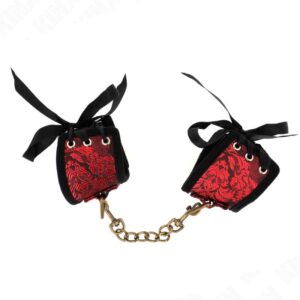 KINK – SCANDAL WRIST RESTRAINTS RED-BLACK LACE DETAILS 24.5 CM X 6.5 CM Fetish / Bondage | SEX Shop Ireland 3