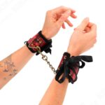 KINK – SCANDAL WRIST RESTRAINTS RED-BLACK LACE DETAILS 24.5 CM X 6.5 CM Fetish / Bondage | SEX Shop Ireland 10