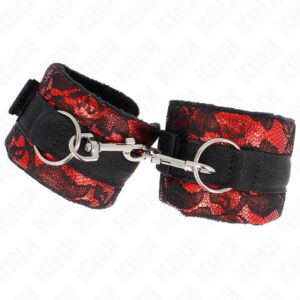 KINK – SHORT VELVET LACE WRIST RESTRAINTS AND NYLON BIND RED / BLACK 23 X 6.5 CM Fetish / Bondage | SEX Shop Ireland 3