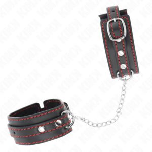 KINK – SMALL WRIST RESTRAINTS BLACK WITH RED LINING ADJUSTABLE 14-24 CM X 3.5 CM Fetish / Bondage | SEX Shop Ireland 3