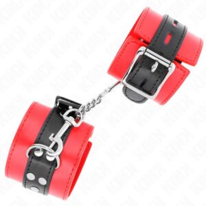 KINK – WRIST RESTRAINTS RED WITH BLACK BELT ADJUSTABLE 17-28 CM X 6 CM Fetish / Bondage | SEX Shop Ireland 3