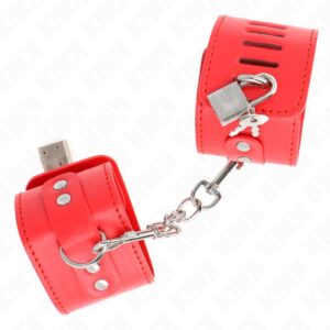 KINK – WRIST RESTRAINTS WITH PADLOCK CLOSURE RED ADJUSTABLE 16-23 CM X 5.5 CM Fetish / Bondage | SEX Shop Ireland 3
