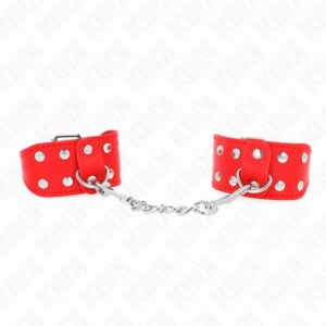 KINK – WRISTBANDS WITH DOUBLE LINE OF ADJUSTABLE STUDS RED Fetish / Bondage | SEX Shop Ireland
