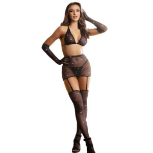SUBBLIME – 952174 FISHNET BODYSTOCKING WITH GLOVES AND DIAMONDS BLACK ONE SIZE Bodystocking | SEX Shop Ireland