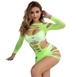 SUBBLIME – 952280 GREEN LONG SLEEVE ELASTIC FISHNET BODYSTOCKING ONE SIZE Bodystocking | SEX Shop Ireland 18