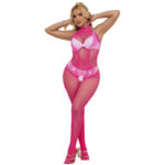 SUBBLIME – 952389 FISHNET AND LACE CROTCHLESS BODYSTOCKING WITH HIGH NECK PINK ONE SIZE Crotchless bodysuits | SEX Shop Ireland 19