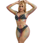 SUBBLIME – 952440 2-PIECE FISHNET BODYSTOCKING LONG SLEEVE RAINBOW ONE SIZE Bodystocking | SEX Shop Ireland 16