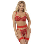 SUBBLIME – 954321 HEART PRINT BRA + THONG + GARTER BELT RED S/M Garter Belt Lingerie Sets | SEX Shop Ireland 17
