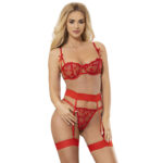 SUBBLIME – 954321 HEART PRINT BRA + THONG + GARTER BELT RED S/M Garter Belt Lingerie Sets | SEX Shop Ireland 19