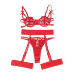 SUBBLIME – 954321 HEART PRINT BRA + THONG + GARTER BELT RED S/M Garter Belt Lingerie Sets | SEX Shop Ireland 21