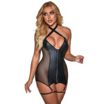 SUBBLIME – 954451 SEXY MESH DRESS LEATHER BLACK L/XL Bodystocking | SEX Shop Ireland 18