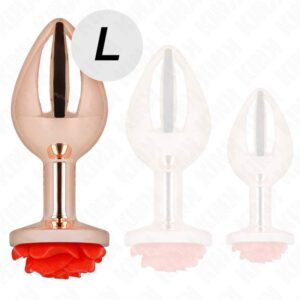 KINK – PINK GOLD ANAL PLUG WITH RED ROSE L Butt Plugs | SEX Shop Ireland 3