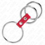 KINK – TRIPLE METAL PENIS RING 3.7 CM TO 5 CM CONNECTED WITH RED LEATHER BDSM / Cock Rings Metal | SEX Shop Ireland 10