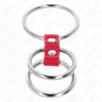 KINK – TRIPLE METAL PENIS RING 3.7 CM TO 5 CM CONNECTED WITH RED LEATHER BDSM / Cock Rings Metal | SEX Shop Ireland 11