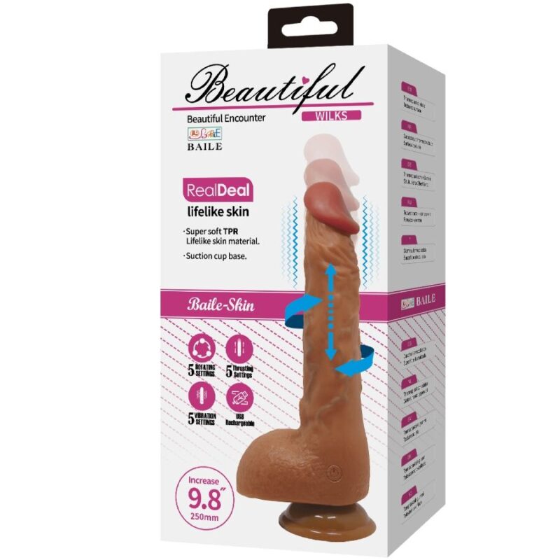 BAILE – BEAUTIFUL WILKS 5 SETTING REALISTIC VIBRATOR 25 CM MULATO Dildos | SEX Shop Ireland 14