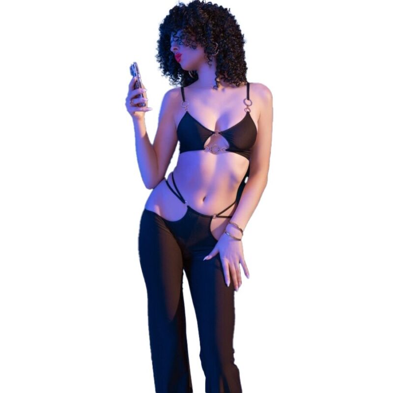CHILIROSE – CR 4851 BLACK TOP AND LEGGINGS SET WITH GOLDEN ACCESSORIES M Fashion & Lingerie | SEX Shop Ireland 7
