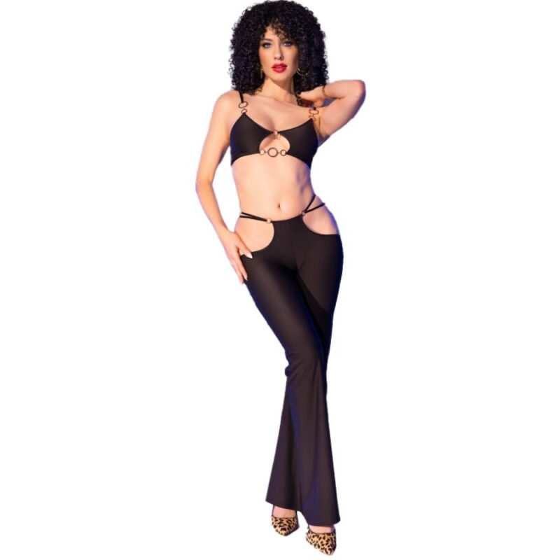 CHILIROSE – CR 4851 BLACK TOP AND LEGGINGS SET WITH GOLDEN ACCESSORIES M Fashion & Lingerie | SEX Shop Ireland 4
