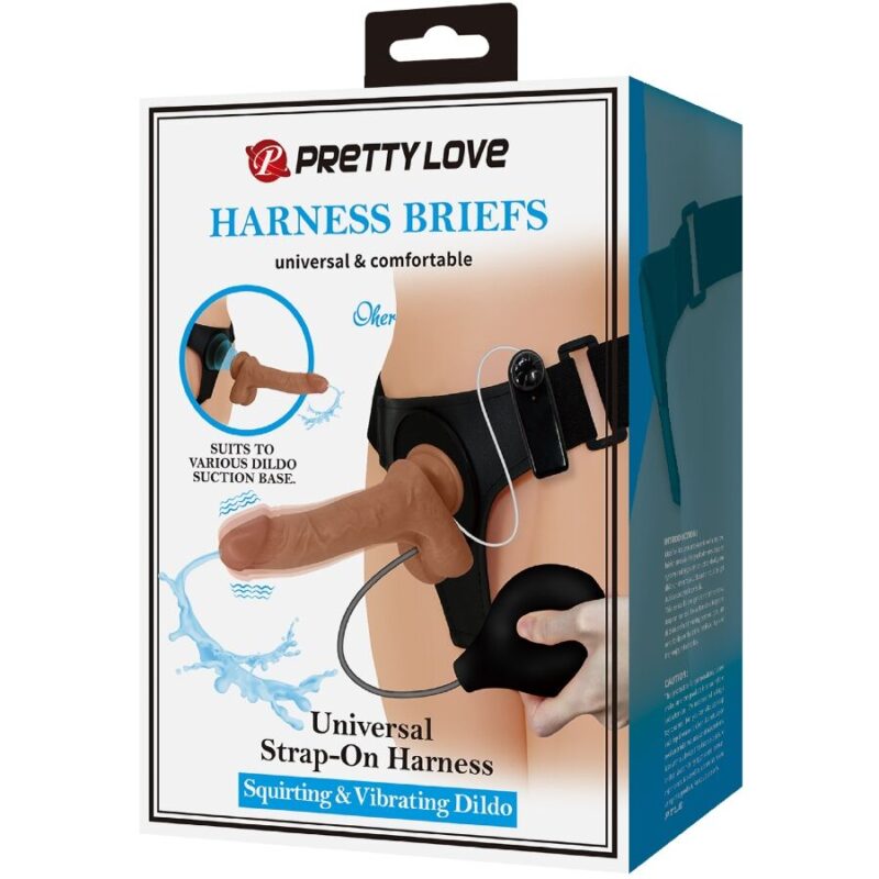 PRETTY LOVE – UNIVERSAL HARNESS BRIEFS WITH VIBRATING AND SQUIRTING DILDO 15.5 CM MULATO Sex Toys | SEX Shop Ireland 13