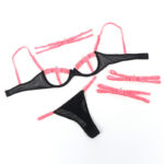 SUBBLIME – 955298 BRA SET WITH NECKLACE AND LEG DETAILS FLUORESCENT PINK S/M Fashion & Lingerie | SEX Shop Ireland 24