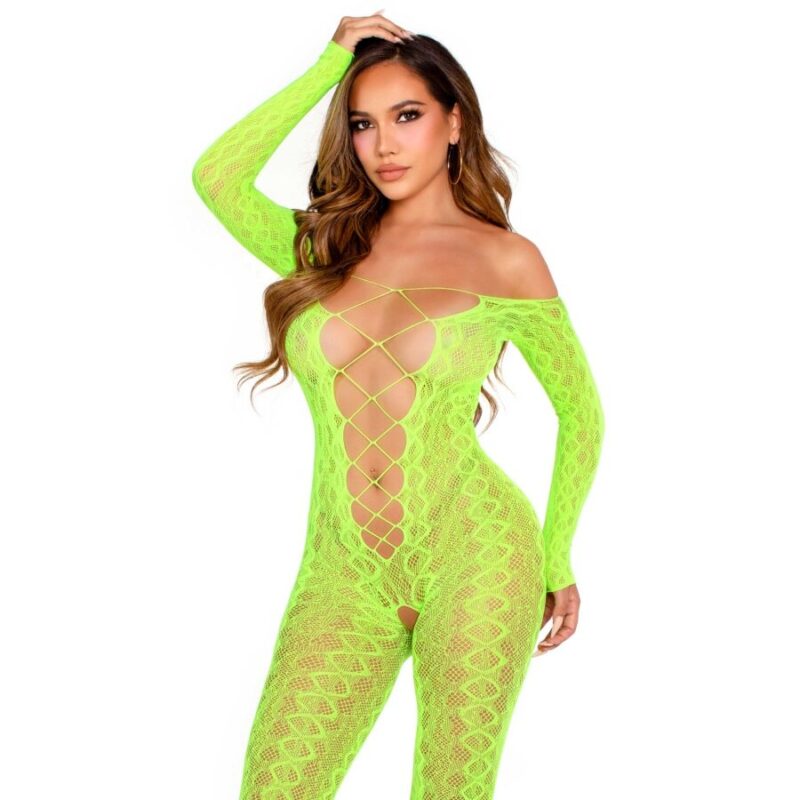 LEG AVENUE – CROTCHLESS BODYSTOCKING EXOTIC SNAKE LACE NEON GREEN Fashion & Lingerie | SEX Shop Ireland 4