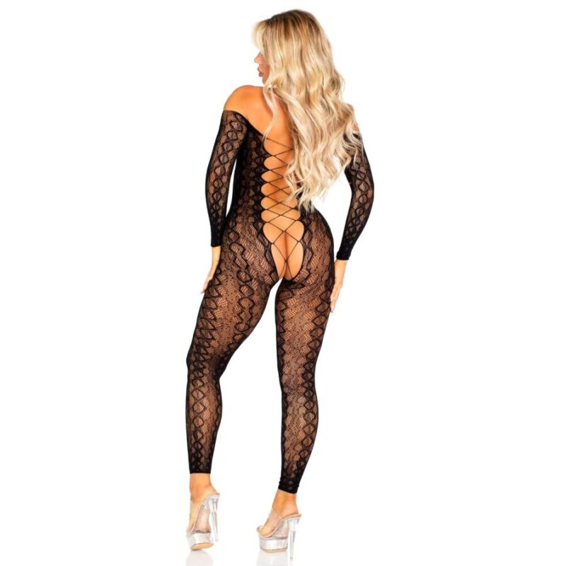 LEG AVENUE – CROTCHLESS BODYSTOCKING IN EXOTIC SNAKE LACE BLACK Fashion & Lingerie | SEX Shop Ireland 5