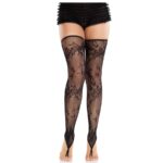 LEG AVENUE – FLORAL LACE FOOTLESS STOCKINGS BLACK Fashion & Lingerie | SEX Shop Ireland 6