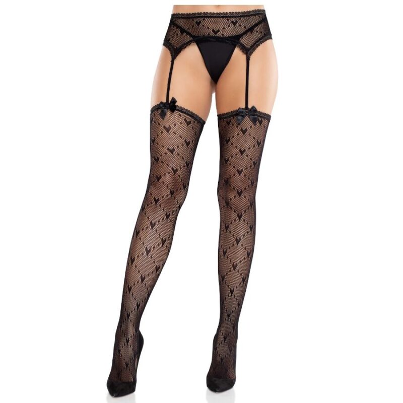 LEG AVENUE – HEART STOCKINGS WITH GARTERS BLACK Fashion & Lingerie | SEX Shop Ireland 4