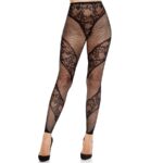 LEG AVENUE – LACE AND SHEER FOOTLESS TIGHTS BLACK Fashion & Lingerie | SEX Shop Ireland 6