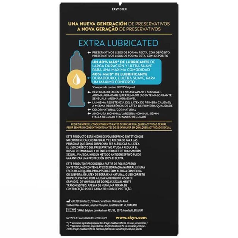 SKYN – EXTRA LUBRICATED CONDOM 10 UNITS Condom Packs (4 to 24) | SEX Shop Ireland 5