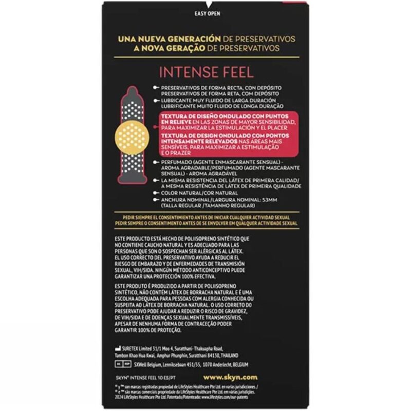 SKYN – INTENSE FEEL TEXTURED CONDOM WITH WAVY DESIGN 10 UNITS Condom Packs (4 to 24) | SEX Shop Ireland 5