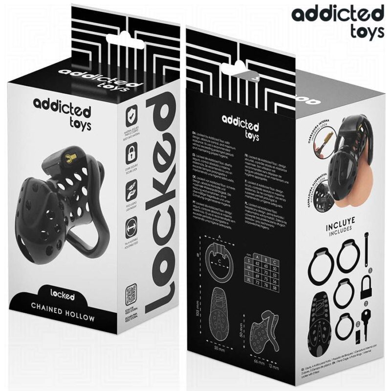 ADDICTED TOYS LOCKED – CHAINED HOLLOW PENIS CAGE 10.5 CM BDSM Cages & Chastity Rings | SEX Shop Ireland 9