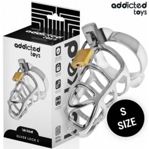 ADDICTED TOYS LOCKED – SILVER LOCK METAL PENIS CAGE SIZE S BDSM Cages & Chastity Rings | SEX Shop Ireland