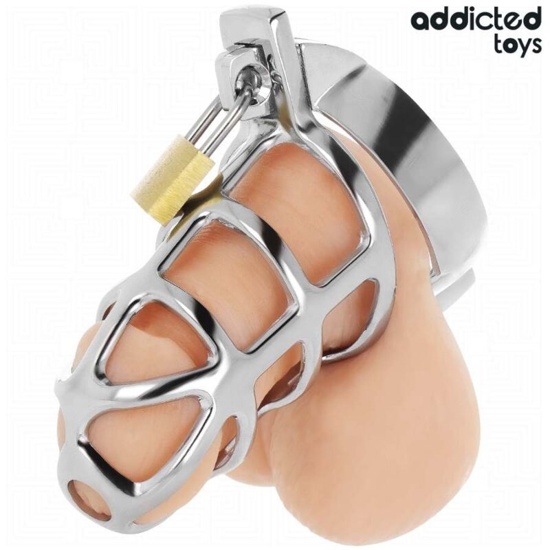 ADDICTED TOYS LOCKED – SILVER LOCK PENIS CAGE METAL SIZE M BDSM Cages & Chastity Rings | SEX Shop Ireland 6