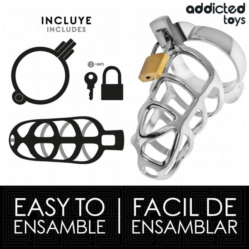 ADDICTED TOYS LOCKED – SILVER LOCK PENIS CAGE METAL SIZE M BDSM Cages & Chastity Rings | SEX Shop Ireland 7
