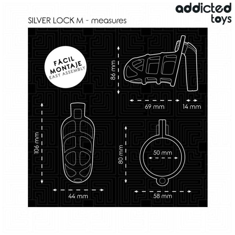 ADDICTED TOYS LOCKED – SILVER LOCK PENIS CAGE METAL SIZE M BDSM Cages & Chastity Rings | SEX Shop Ireland 8