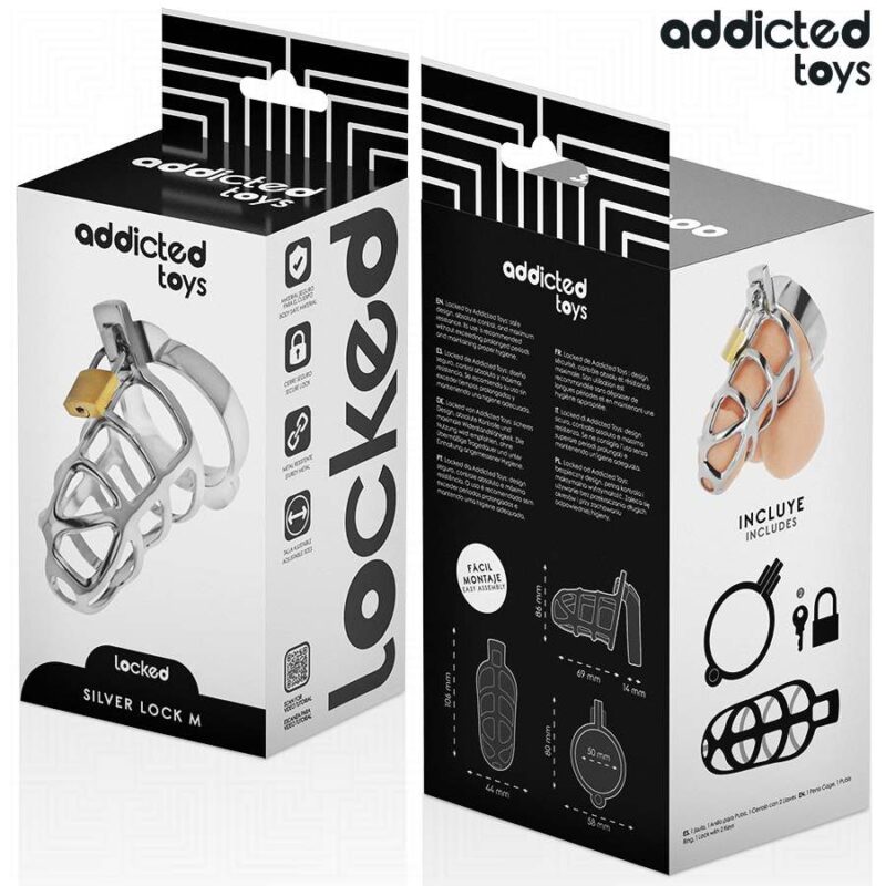 ADDICTED TOYS LOCKED – SILVER LOCK PENIS CAGE METAL SIZE M BDSM Cages & Chastity Rings | SEX Shop Ireland 9