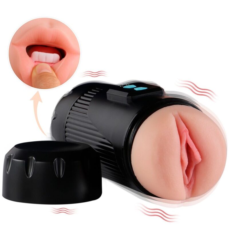 SHEQU – KAY DOUBLE MASTURBATOR WITH DUAL MOUTH AND VAGINA VIBRATION Fleshlights | SEX Shop Ireland 5