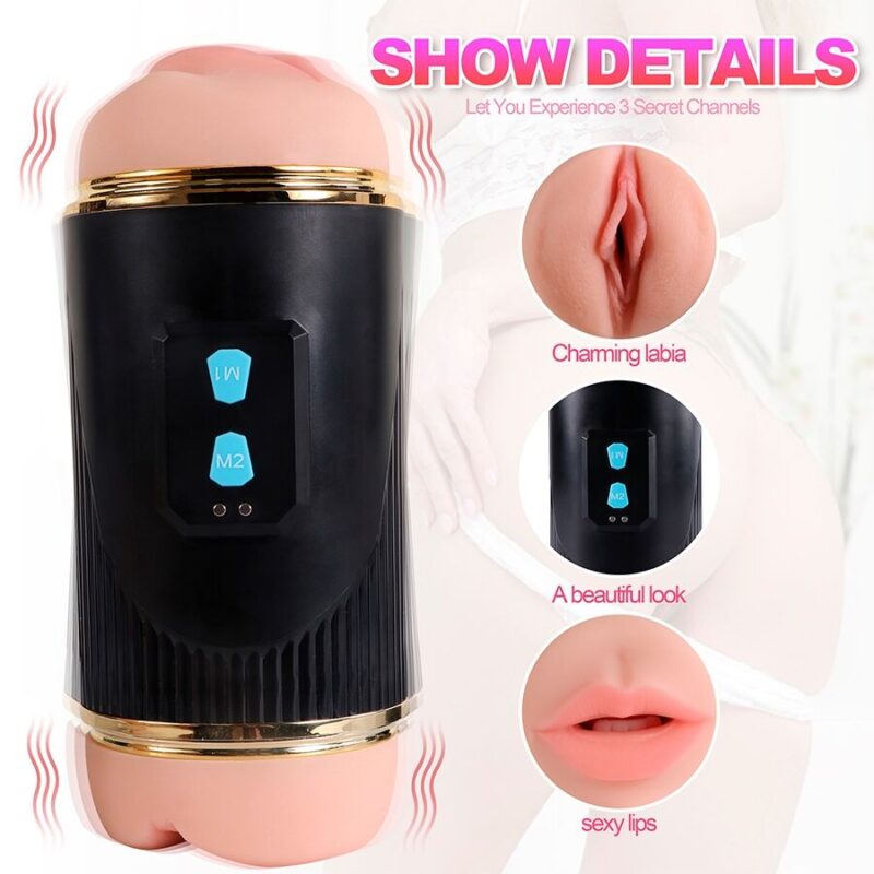 SHEQU – KAY DOUBLE MASTURBATOR WITH DUAL MOUTH AND VAGINA VIBRATION Fleshlights | SEX Shop Ireland 15