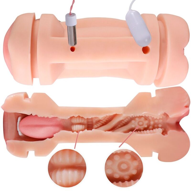 SHEQU – KAY DOUBLE MASTURBATOR WITH DUAL MOUTH AND VAGINA VIBRATION Fleshlights | SEX Shop Ireland 6