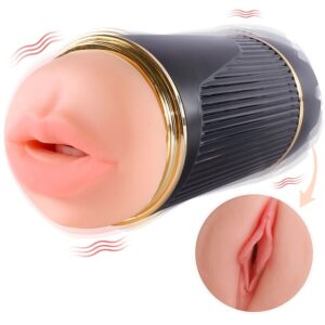 SHEQU – KAY DOUBLE MASTURBATOR WITH DUAL MOUTH AND VAGINA VIBRATION Fleshlights | SEX Shop Ireland
