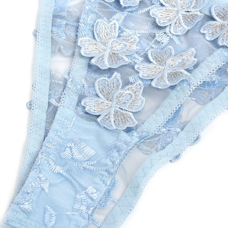 SUBBLIME – 957629  FLOWER EMBROIDERED BRA AND PANTIES SET SKY BLUE S/M Fashion & Lingerie | SEX Shop Ireland 10