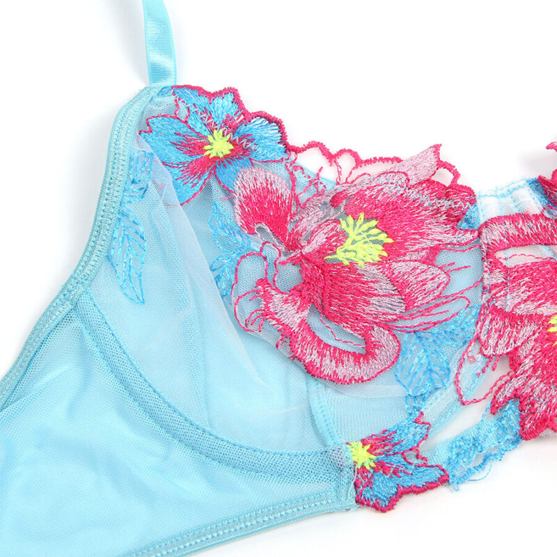 SUBBLIME – 957643 FLOWER EMBROIDERED BRA AND GARTER BELT SET PINK S/M Fashion & Lingerie | SEX Shop Ireland 9
