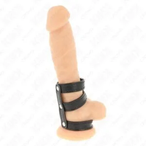 KINK – TRIPLE LEATHER PENIS RING WITH PRESSURE CLOSURE Accessories for the penis | SEX Shop Ireland
