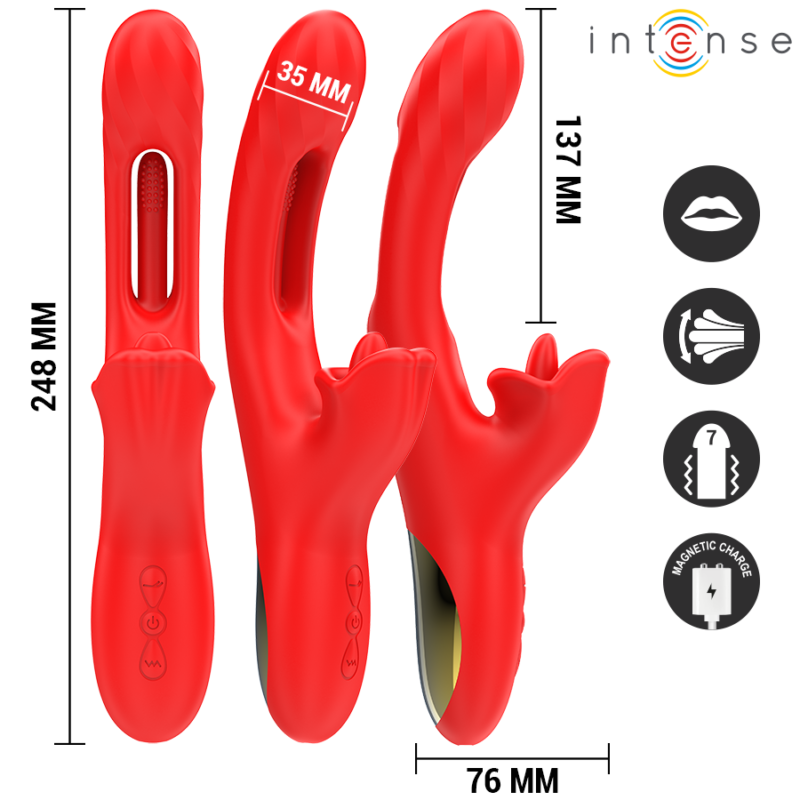 INTENSE – JESSICA MULTIFUNCTION VIBRATOR CLITORIS STIMULATION 24.8 CM RED Rabbit Vibrators | SEX Shop Ireland 6