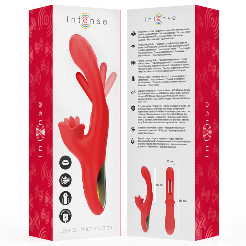 INTENSE – JESSICA MULTIFUNCTION VIBRATOR CLITORIS STIMULATION 24.8 CM RED Rabbit Vibrators | SEX Shop Ireland 11