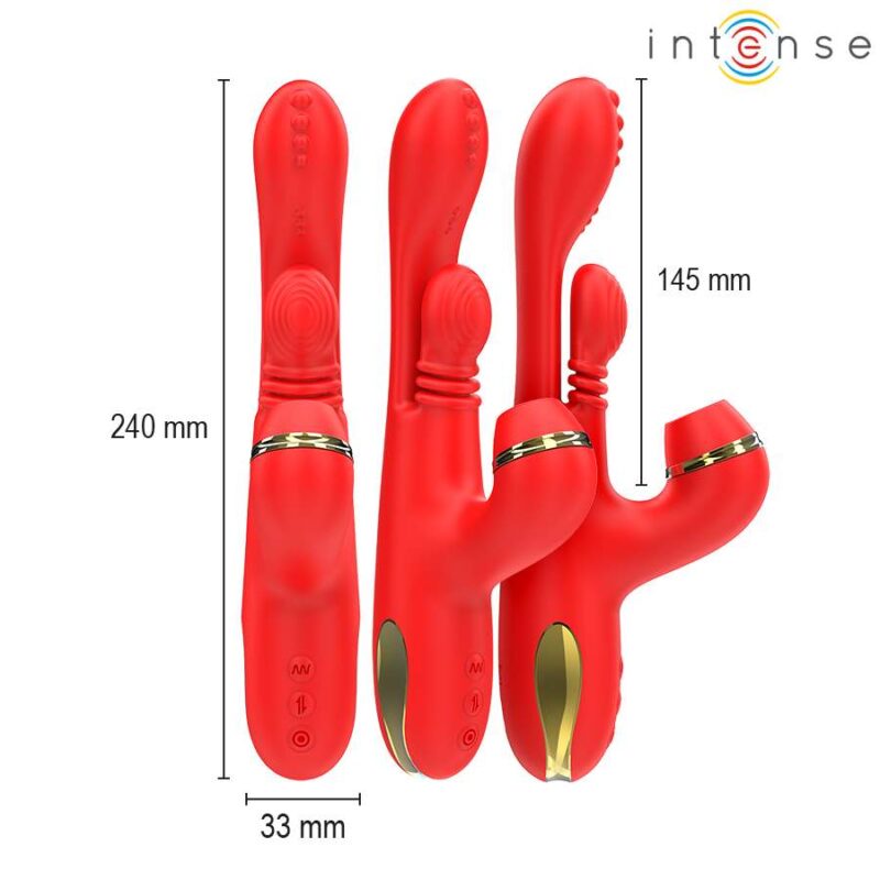 INTENSE – KATY MULTIFUNCTION CLITORIS STIMULATOR 4 INTERCHANGEABLE HEADS RED Rabbit Vibrators | SEXstore.ie 6
