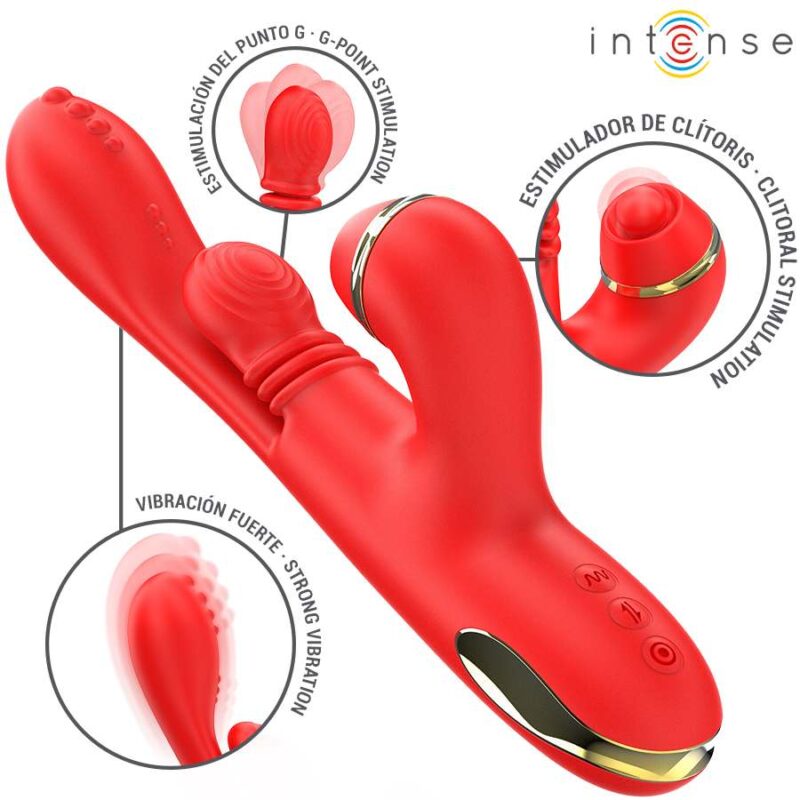 INTENSE – KATY MULTIFUNCTION CLITORIS STIMULATOR 4 INTERCHANGEABLE HEADS RED Rabbit Vibrators | SEXstore.ie 7