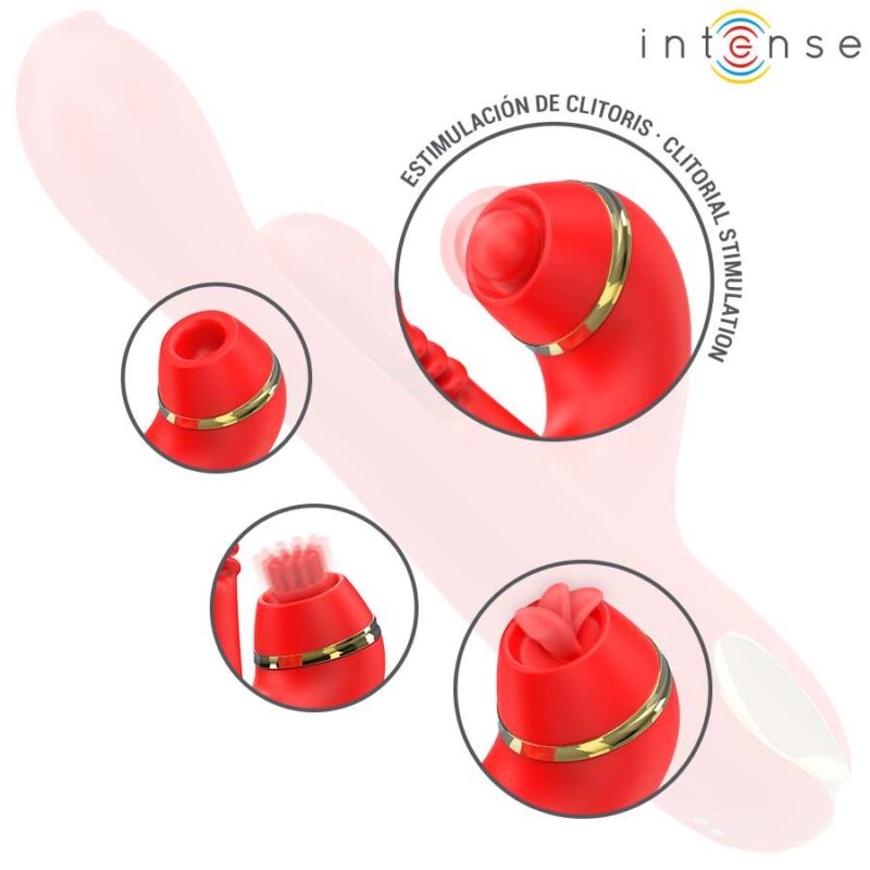 INTENSE – KATY MULTIFUNCTION CLITORIS STIMULATOR 4 INTERCHANGEABLE HEADS RED Rabbit Vibrators | SEXstore.ie 9